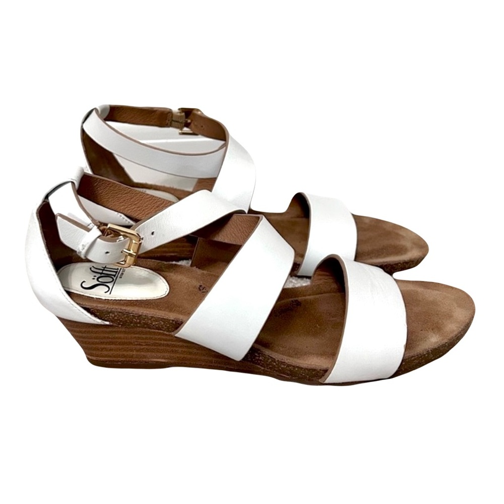 5/25 Sofft White Sandal Comfortable Wedges good condition size 8.5